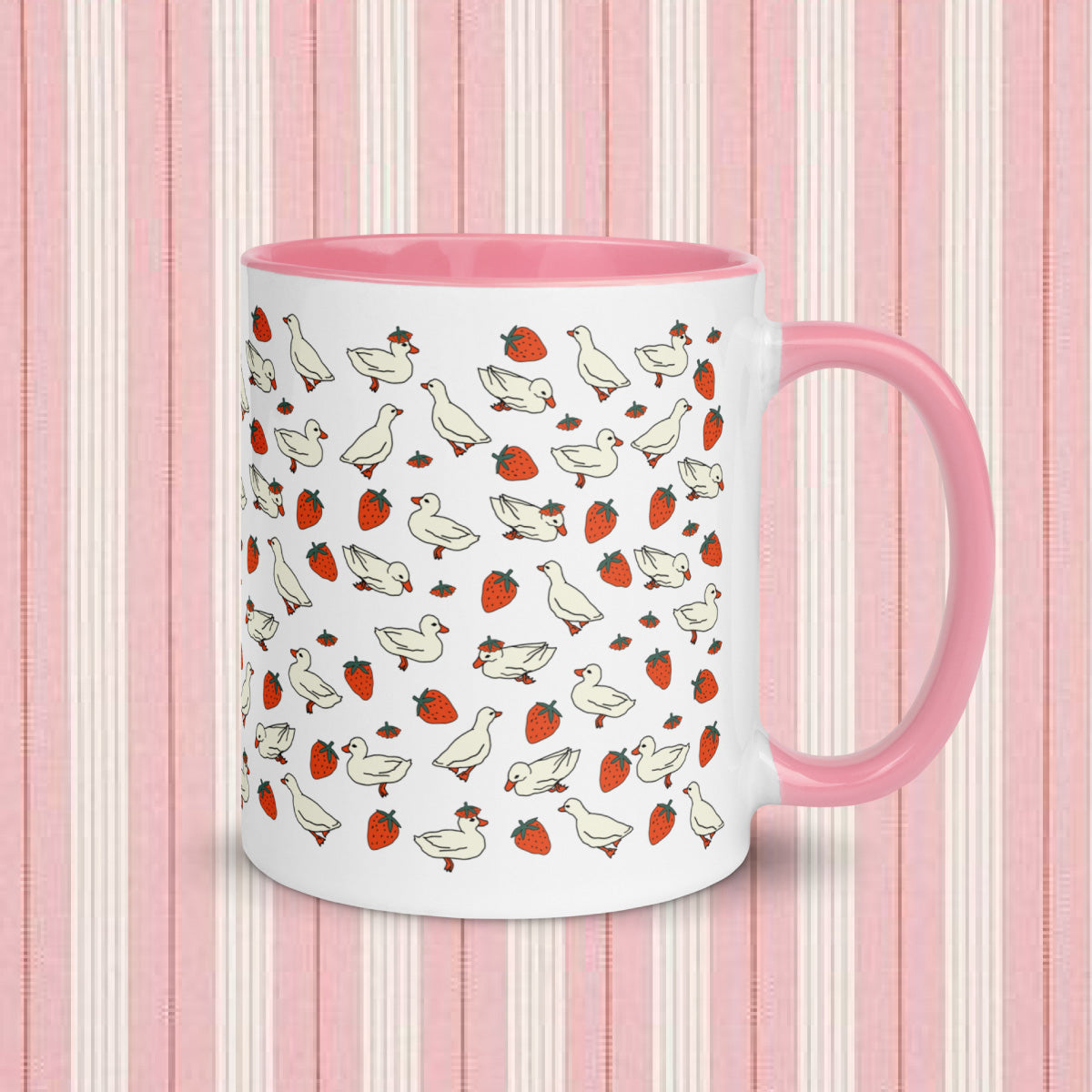 ducks and strawberries coffee mug