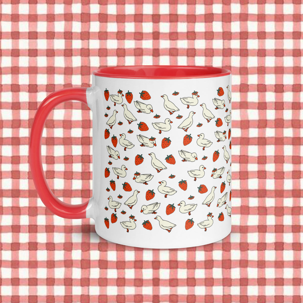 ducks and strawberries coffee mug