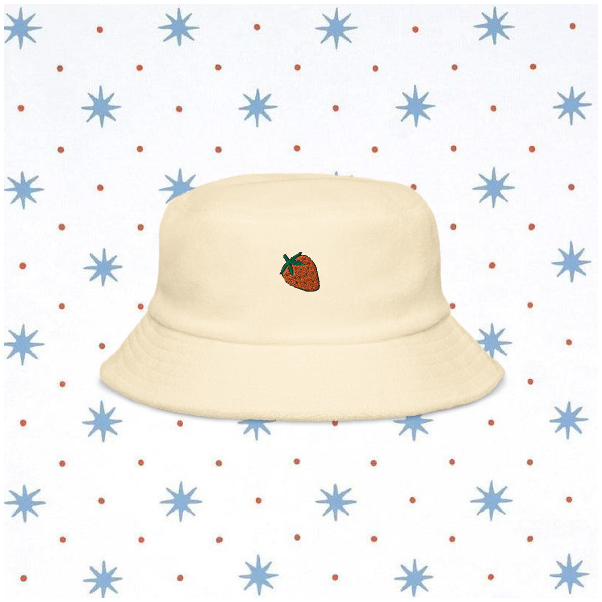 strawberry terry cloth bucket hat
